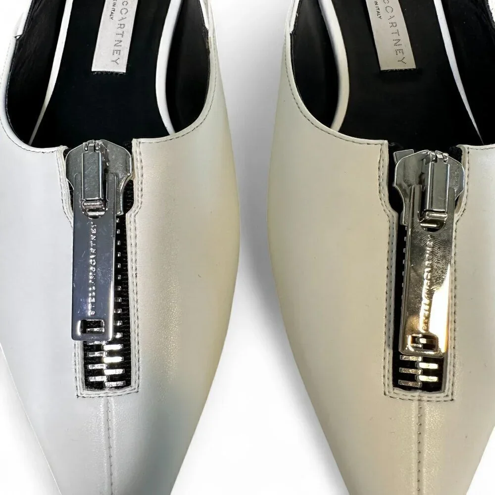 Stella McCartney White Zipit Slingback Flats EU 37 NWOT